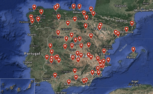 Mapa de Esapña con mis clases de marketing