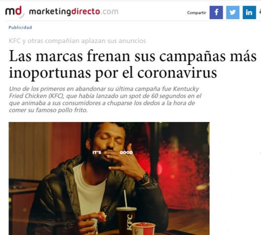 Las marcas frenan campañas inoportunas en tiempos de coronavirus